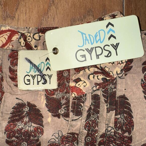 Jaded Gypsy Flowy Boho Printed Brown High-Low Dress One Size Hippie Festival NWT - Picture 5 of 7